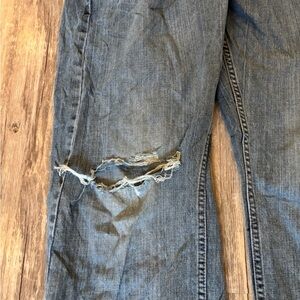 Wrangler Blue Straight Jeans with Vintage Distressing